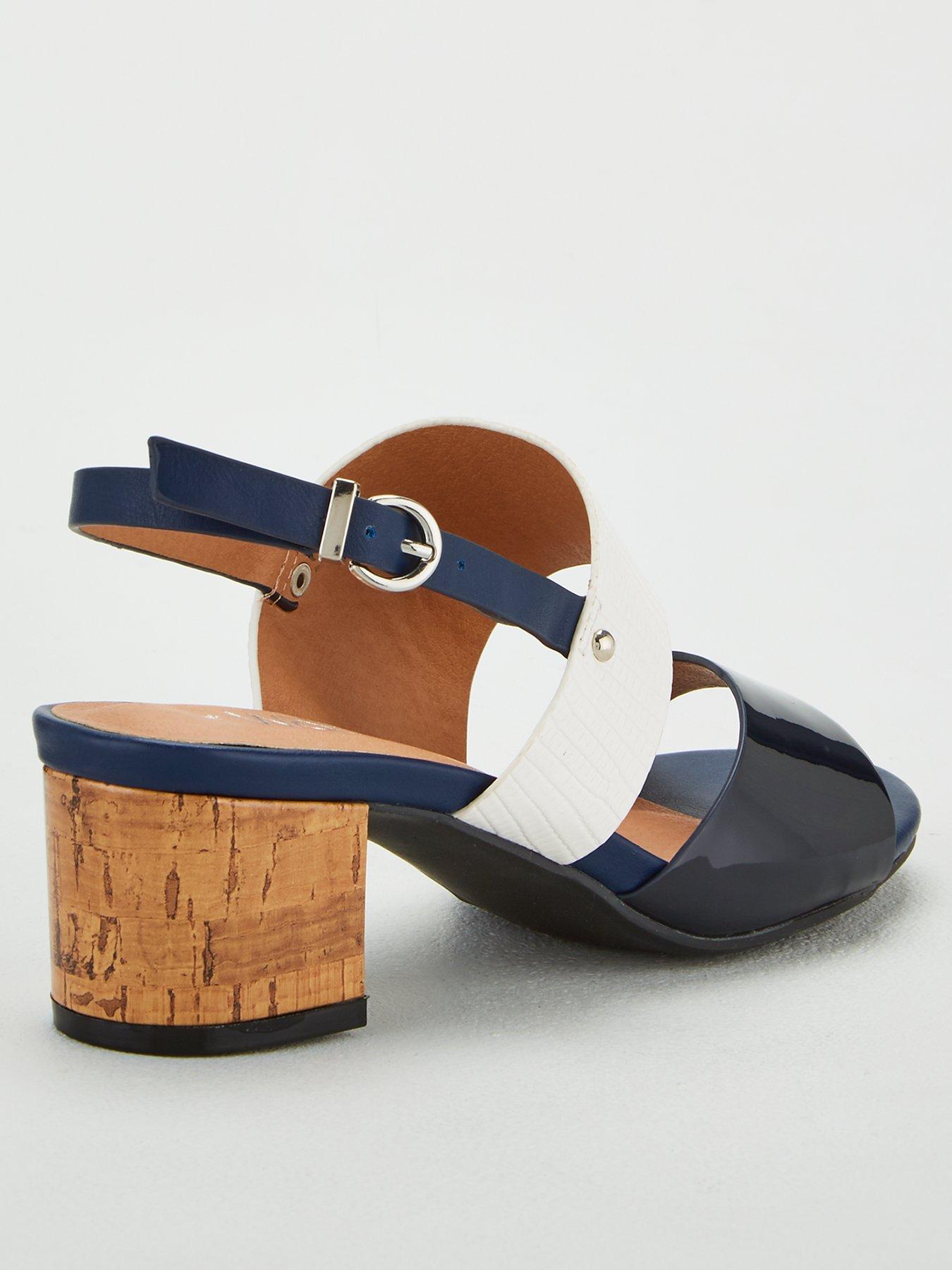 navy block heel sandals wide fit