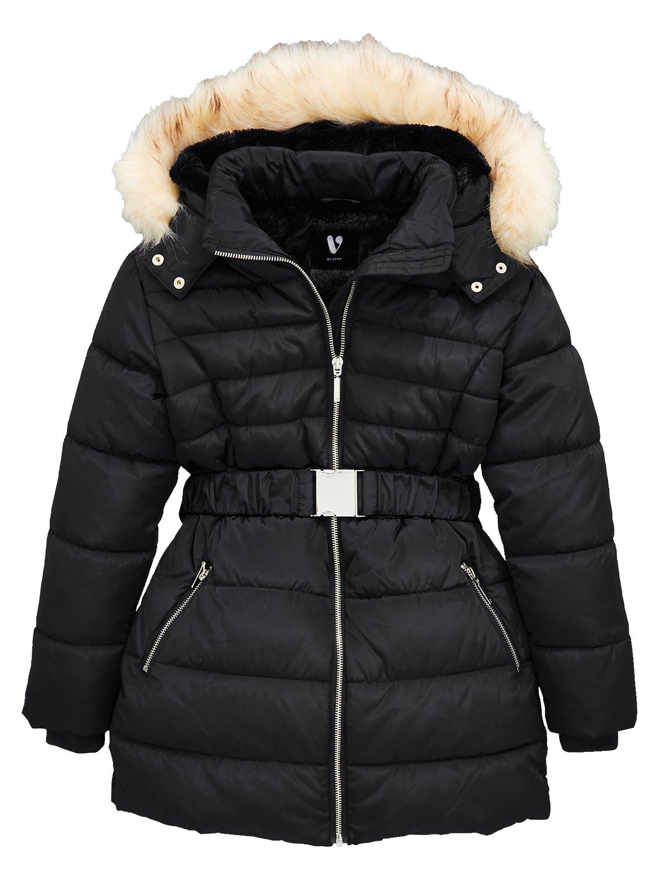 girls faux fur hooded jacket