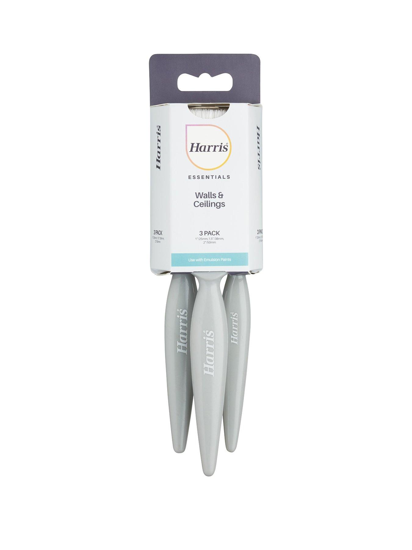 Product photograph of Harris Essentials Walls Amp Ceilings Paint Brushes 3 Pack from very.co.uk