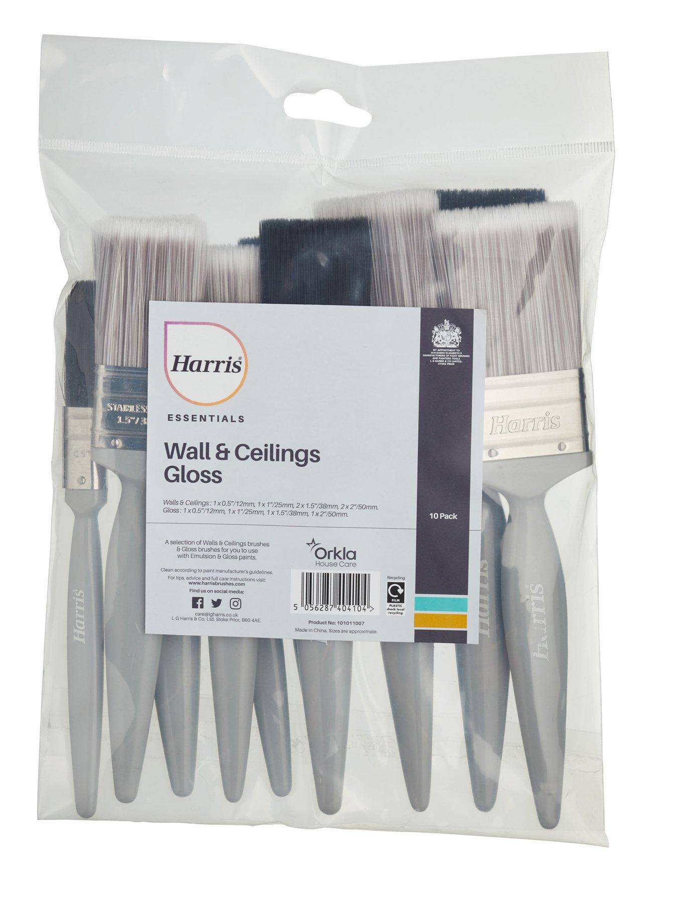 Image 2 of 2 of Harris Essentials Walls &amp; Ceilings &amp; Woodwork Paint Brushes 10 Pack