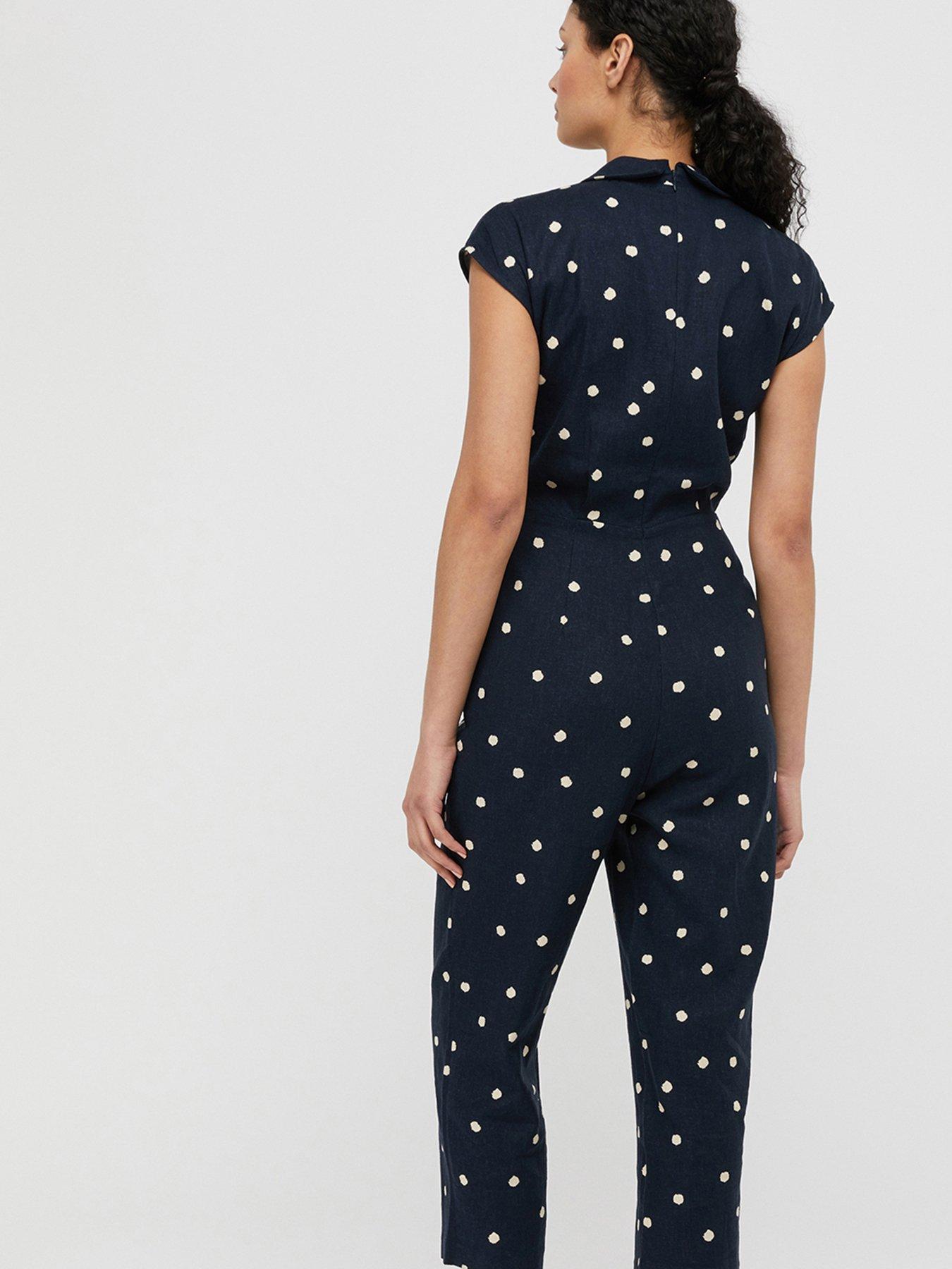 navy spot jumpsuit