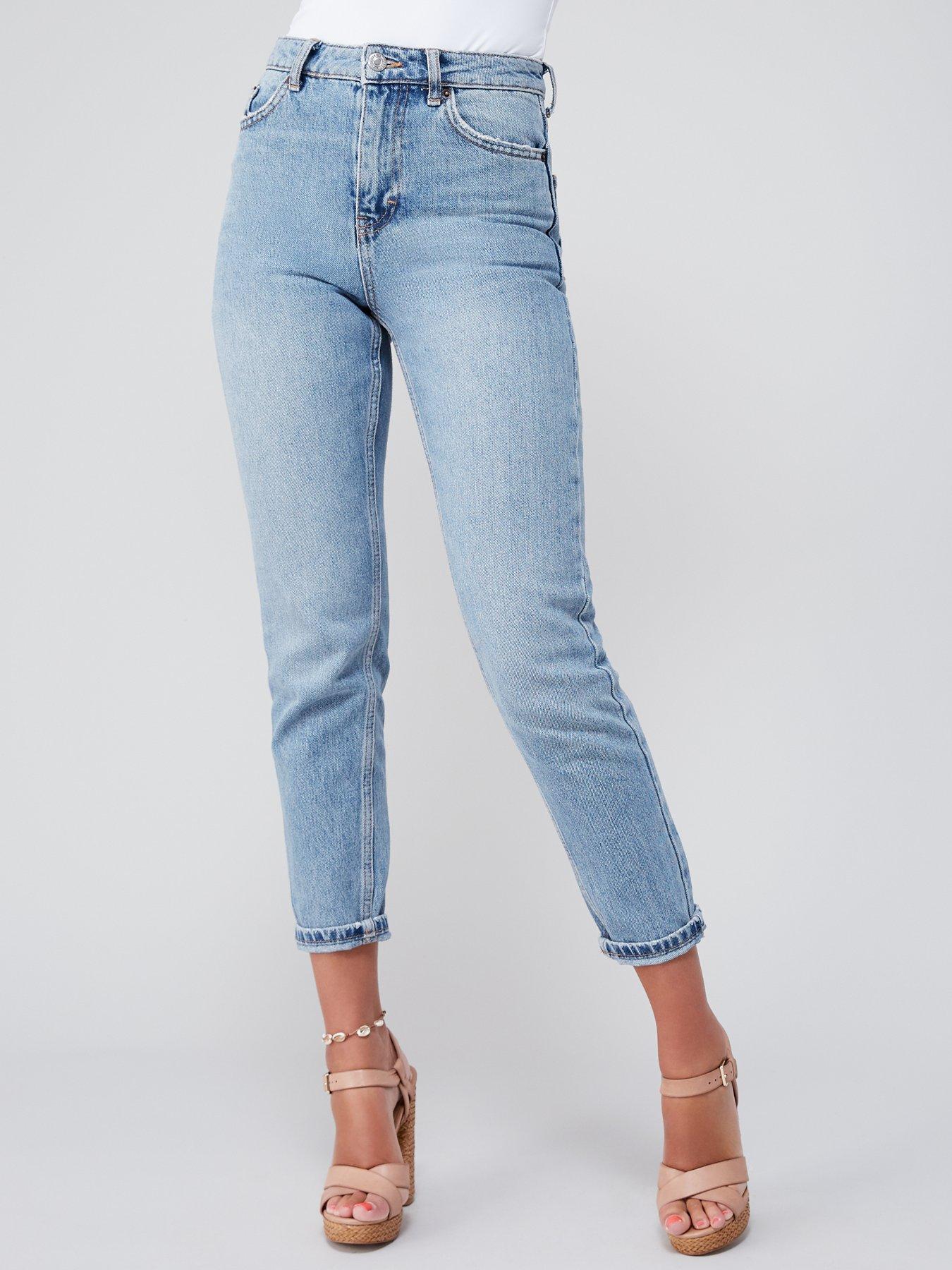 high waisted mom jeans light wash