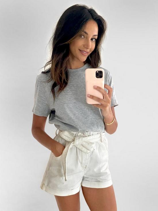 front image of michelle-keegan-minimals-short-sleeve-t-shirt-grey-marl