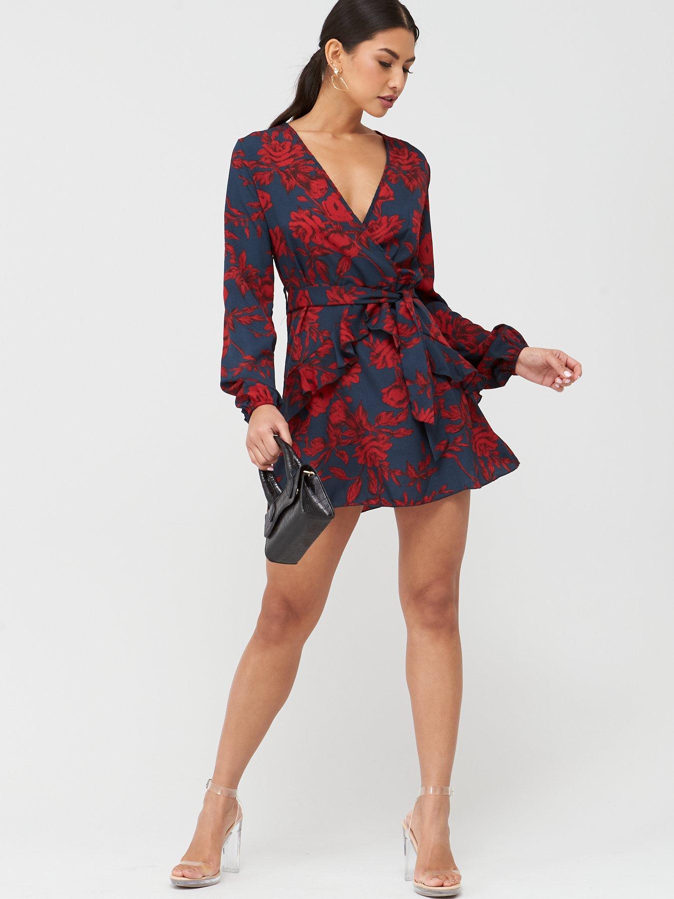 missguided red frill dress