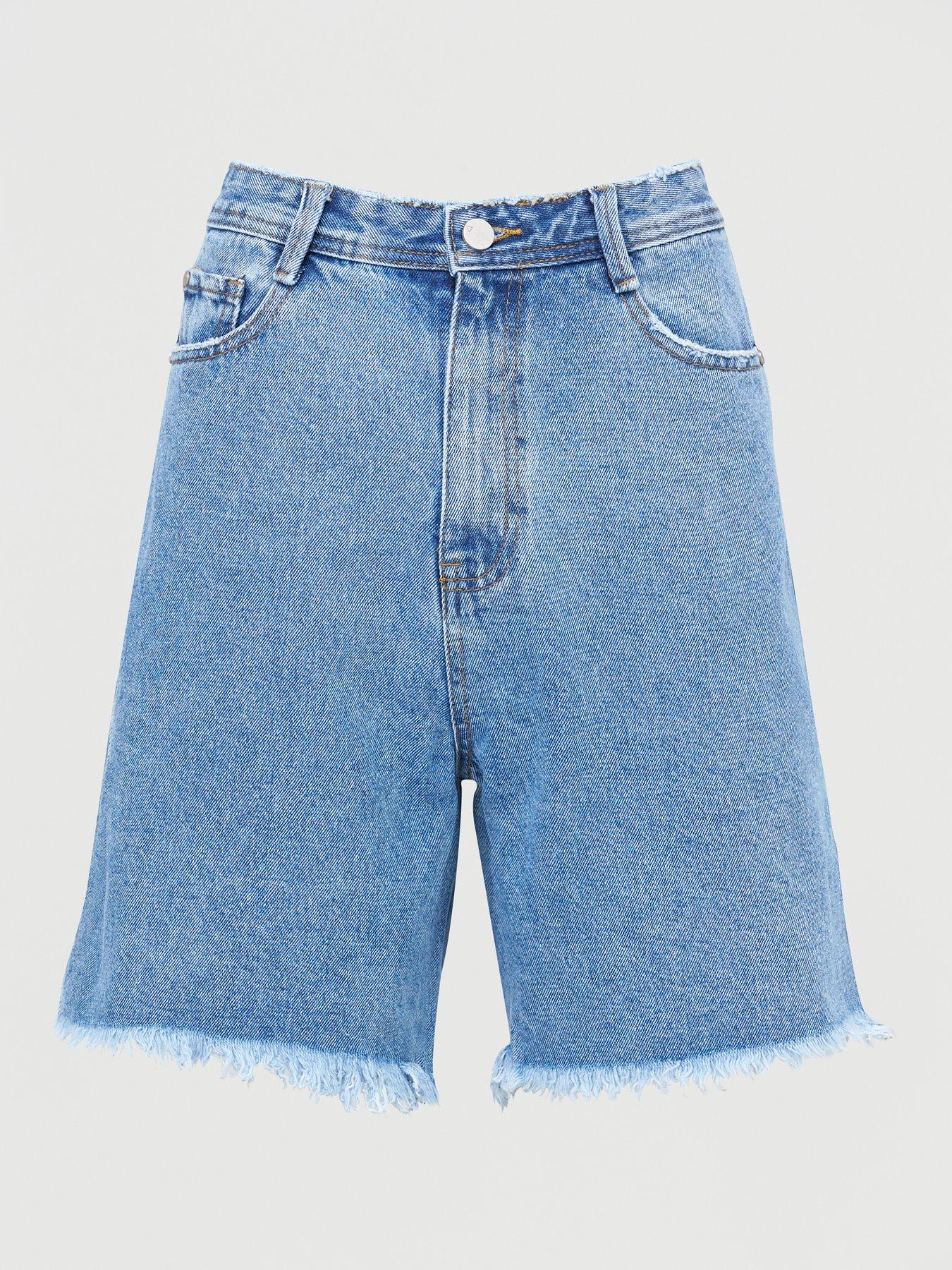 missguided longline denim shorts