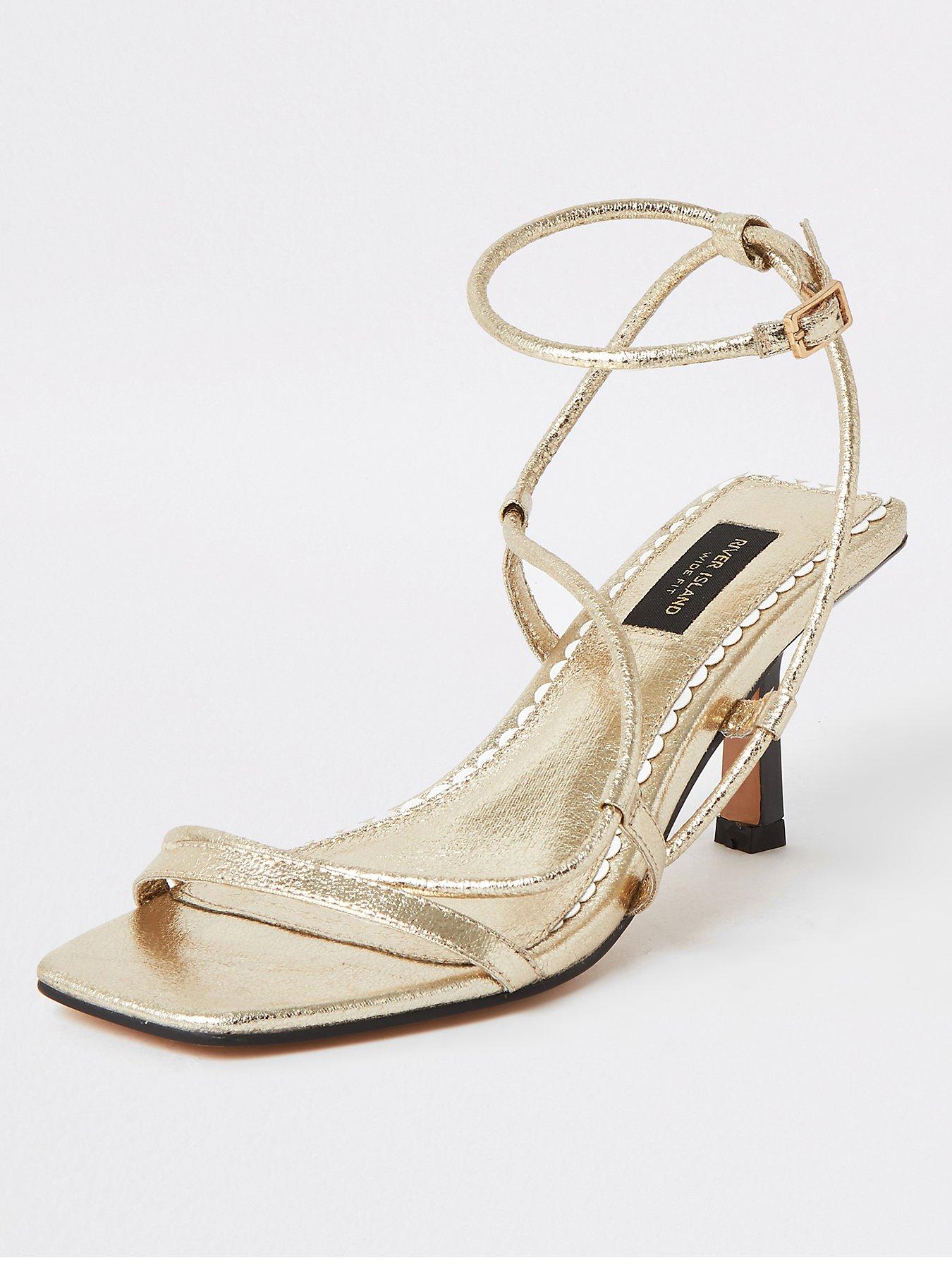 RIVER ISLAND Barely There Platform Party Shoes 4 Strap Peep Toe Leather 6 39 £79