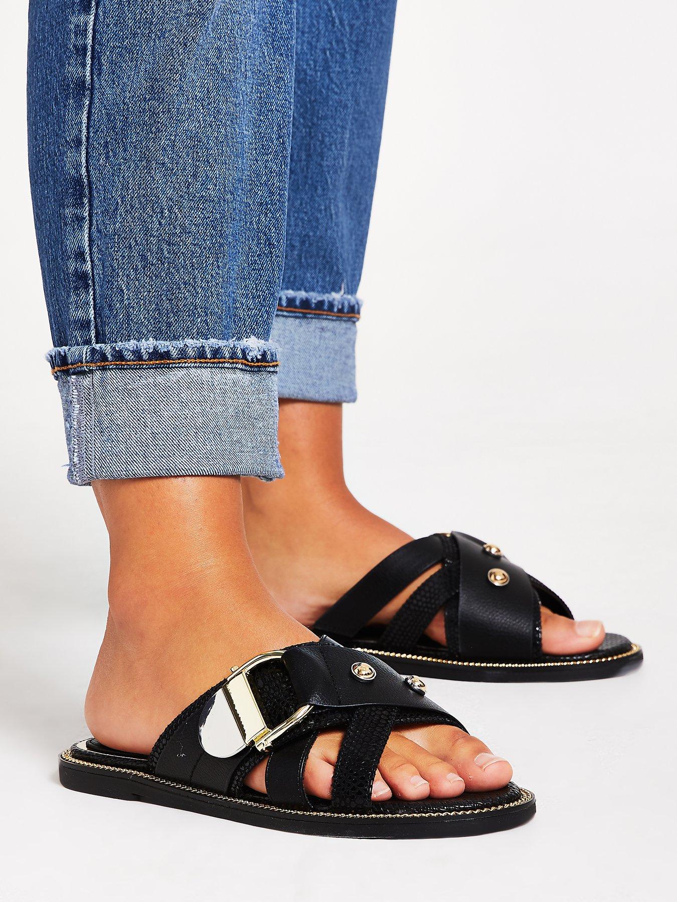 buckle mule sandals