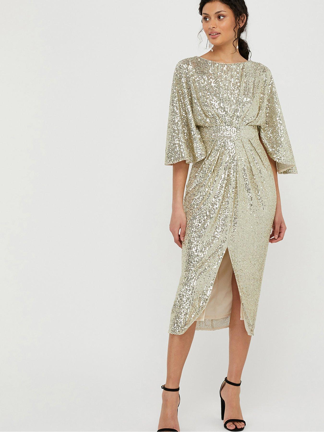 monsoon gold sequin dress