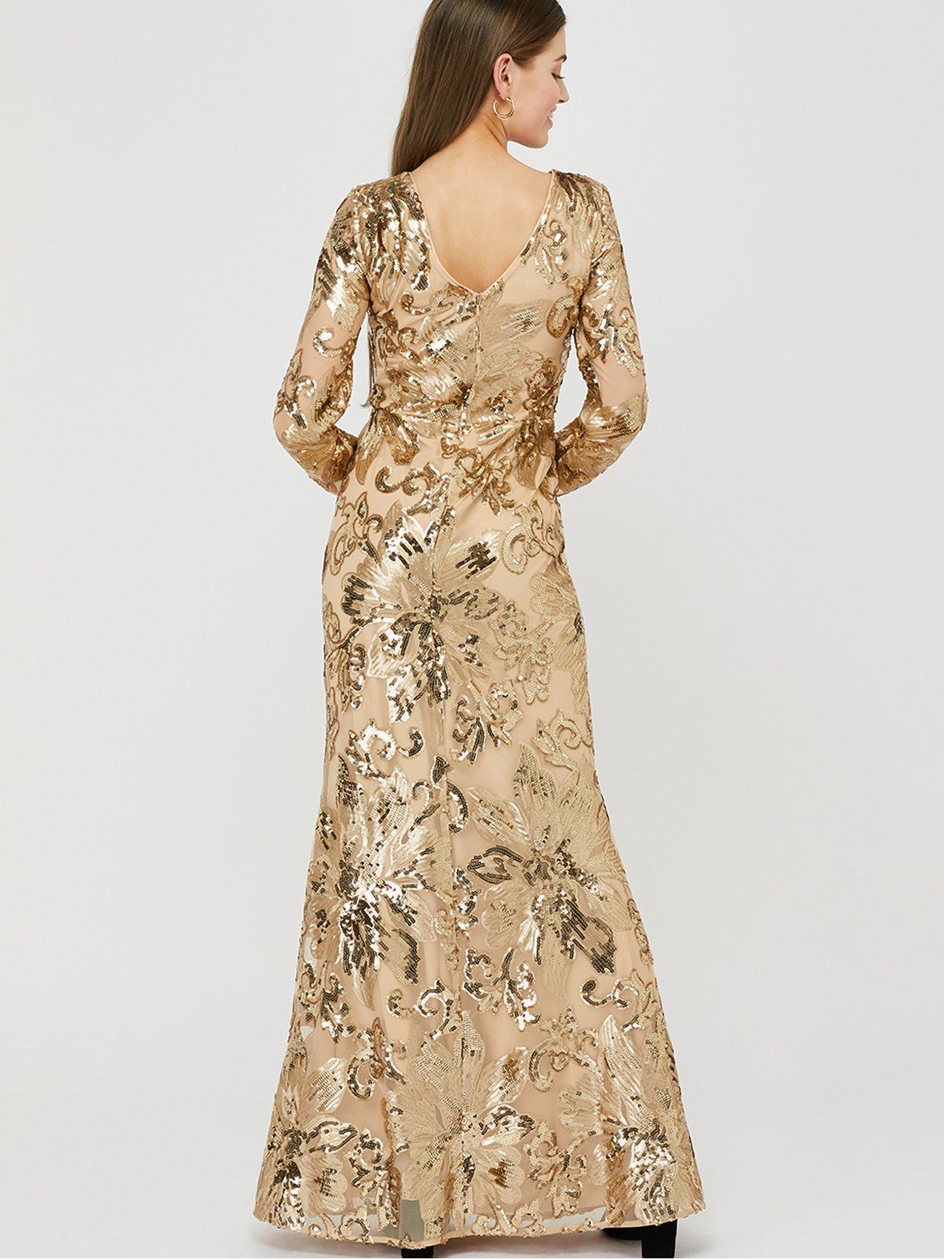 sequin maxi dress rose gold