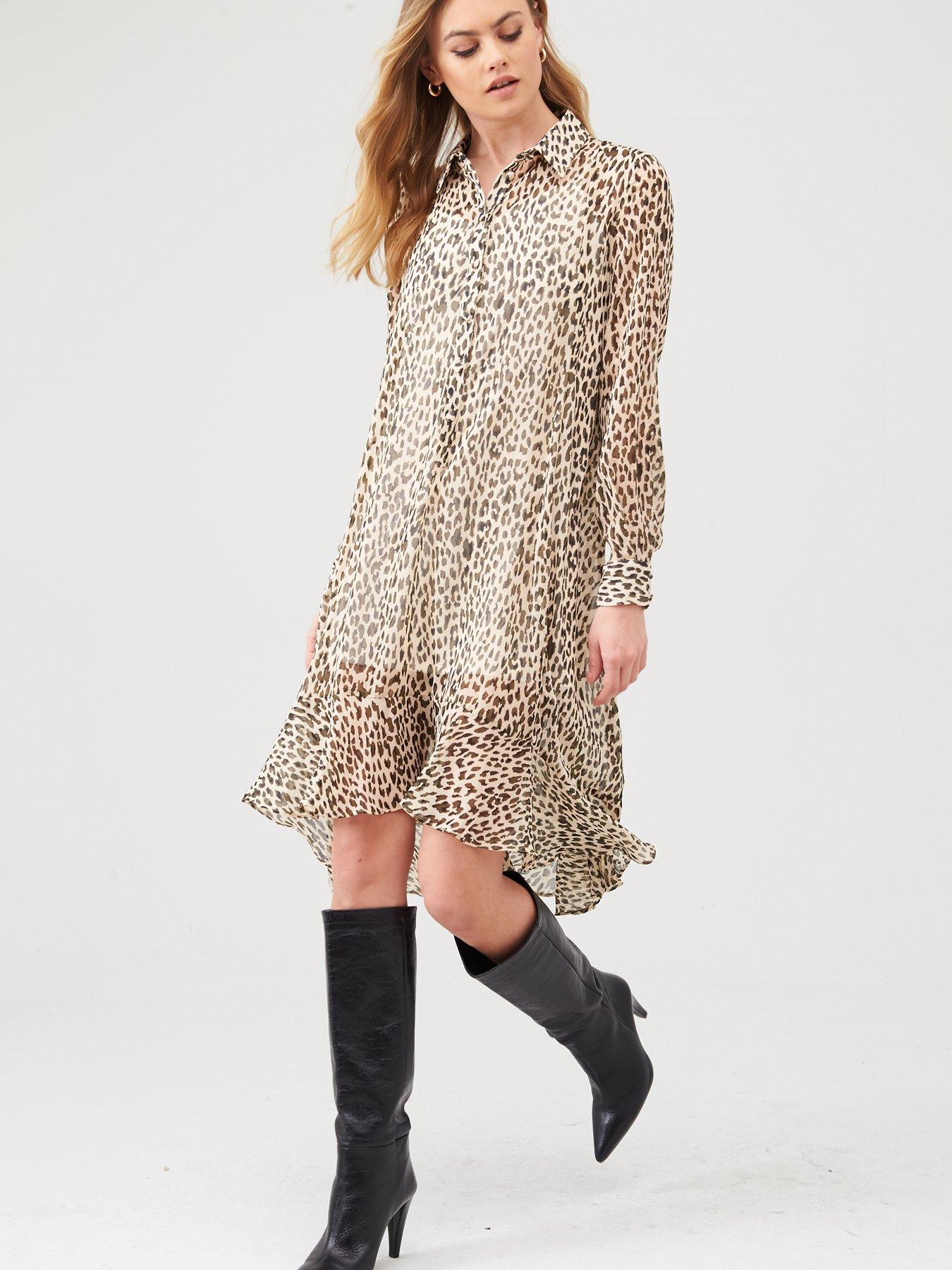 river island leopard print shirt dress