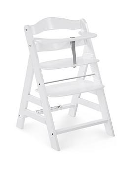 Product photograph of Hauck Alpha Wooden Highchair - White from very.co.uk