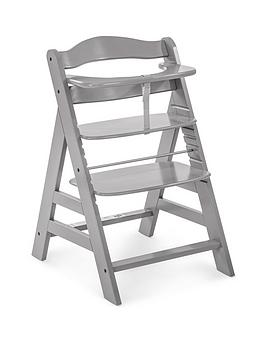 Product photograph of Hauck Alpha Wooden Highchair - Grey from very.co.uk