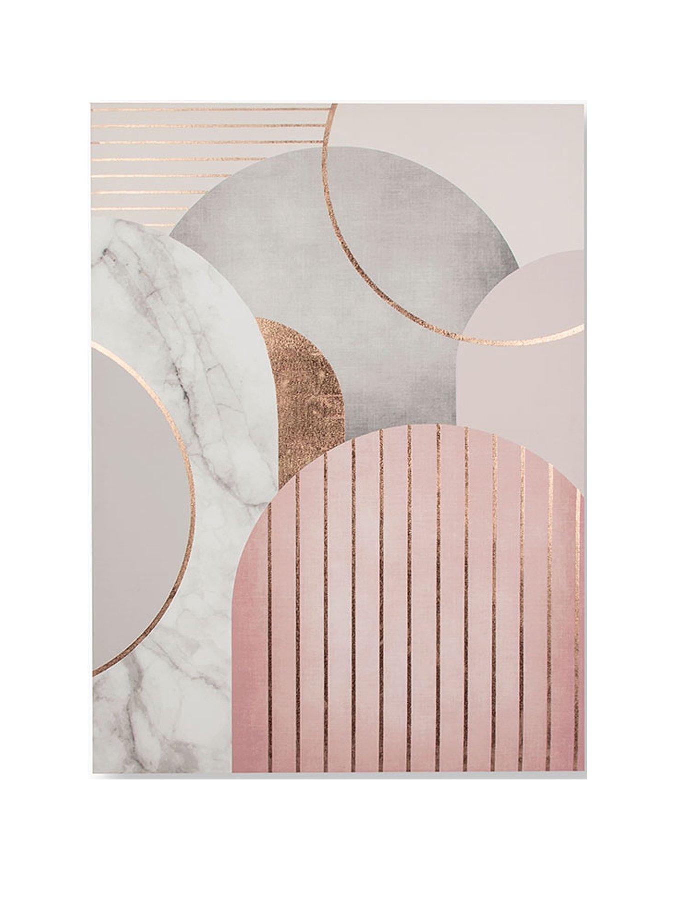 Image 1 of 3 of Art For The Home Pink &amp; Grey Art Deco Canvas Wall Art