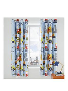 Product photograph of Catherine Lansfield Construction Black Out Eyelet Curtains from very.co.uk