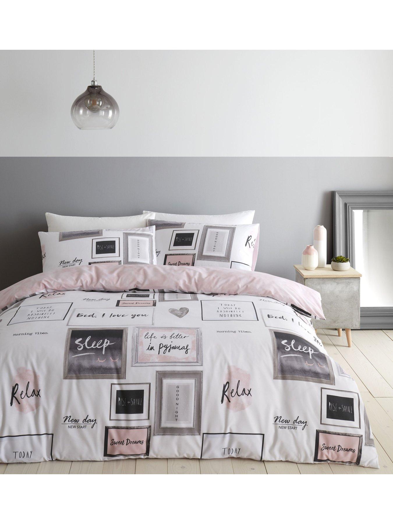 Product photograph of Catherine Lansfield Sleep Dreams Duvet Cover Set - Blush Pink from very.co.uk