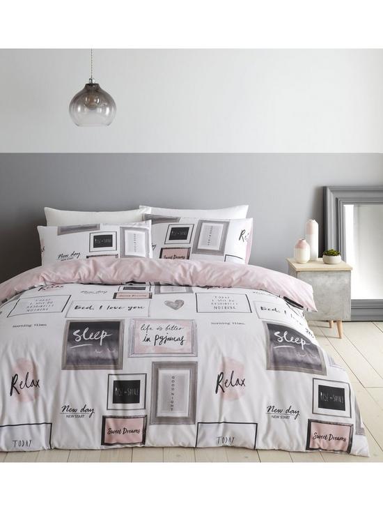 front image of catherine-lansfield-sleep-dreams-duvet-cover-set-blush-pink
