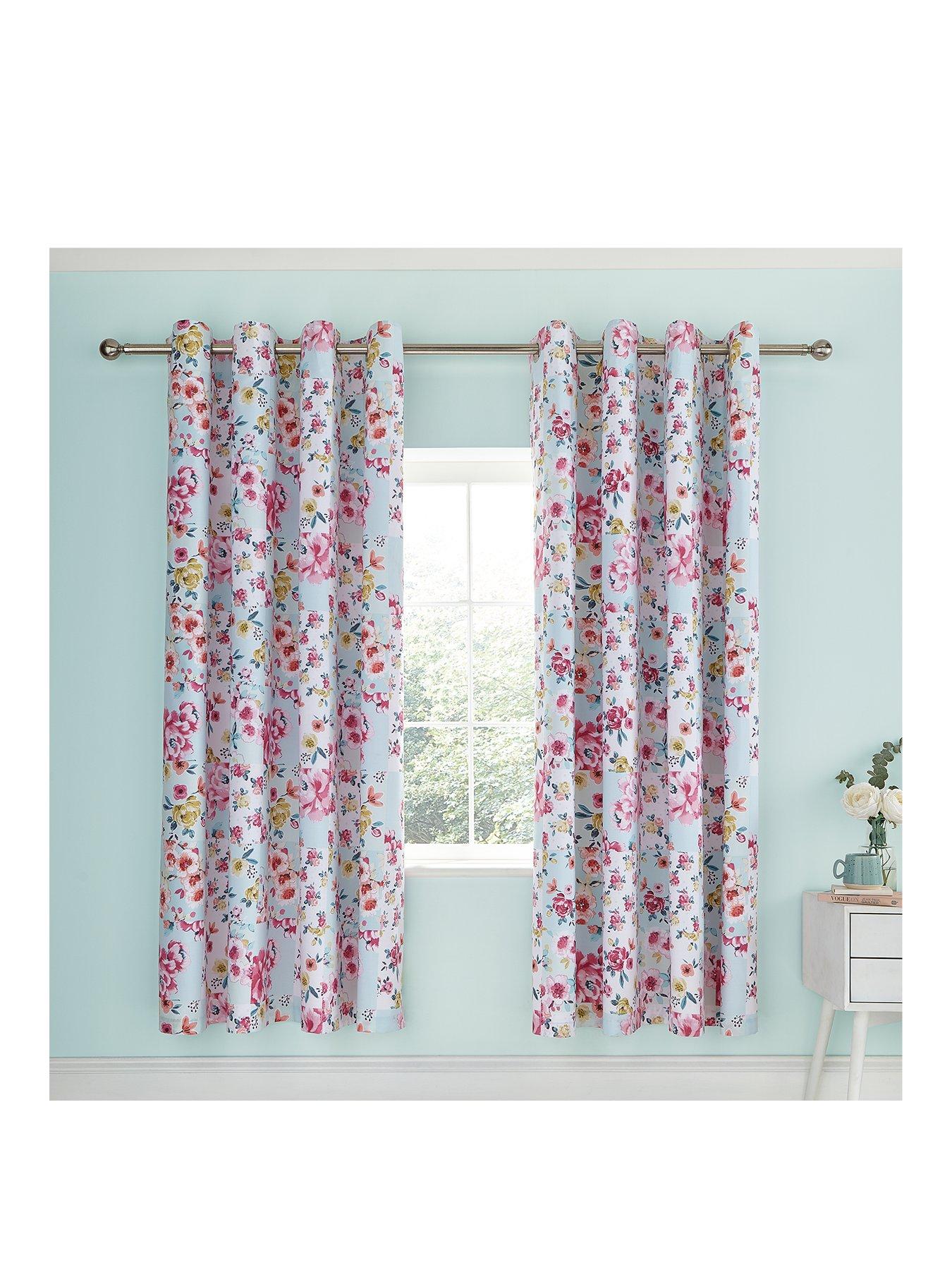 Catherine Lansfield Flower Patchwork Eyelet Curtains Very Co Uk
