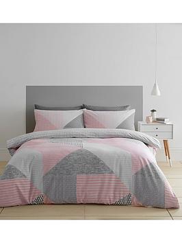 Product photograph of Catherine Lansfield Larsson Geo Duvet Cover Set - Pink from very.co.uk