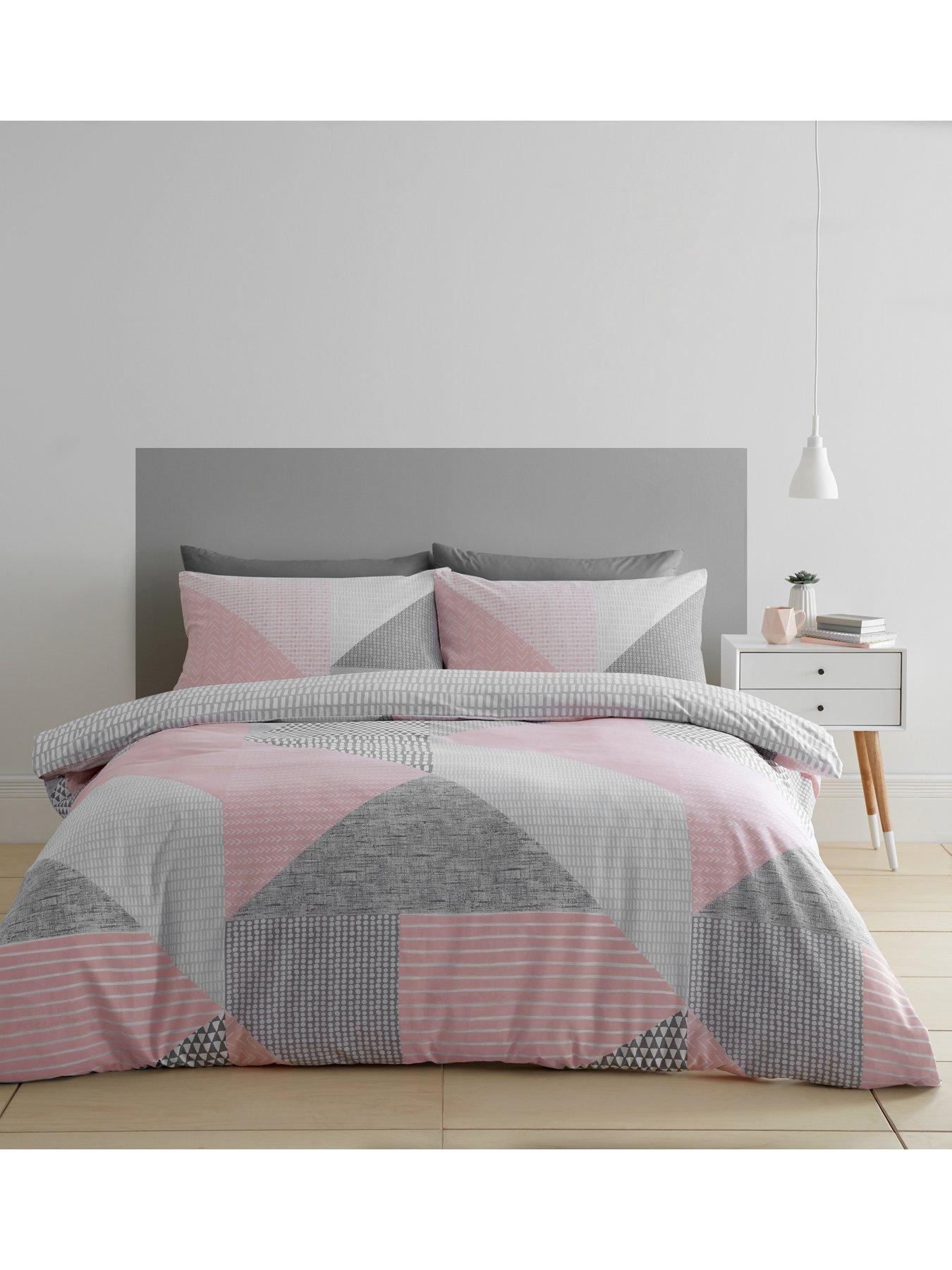 Image 1 of 5 of Catherine Lansfield Larsson Geo Duvet Cover Set - Pink