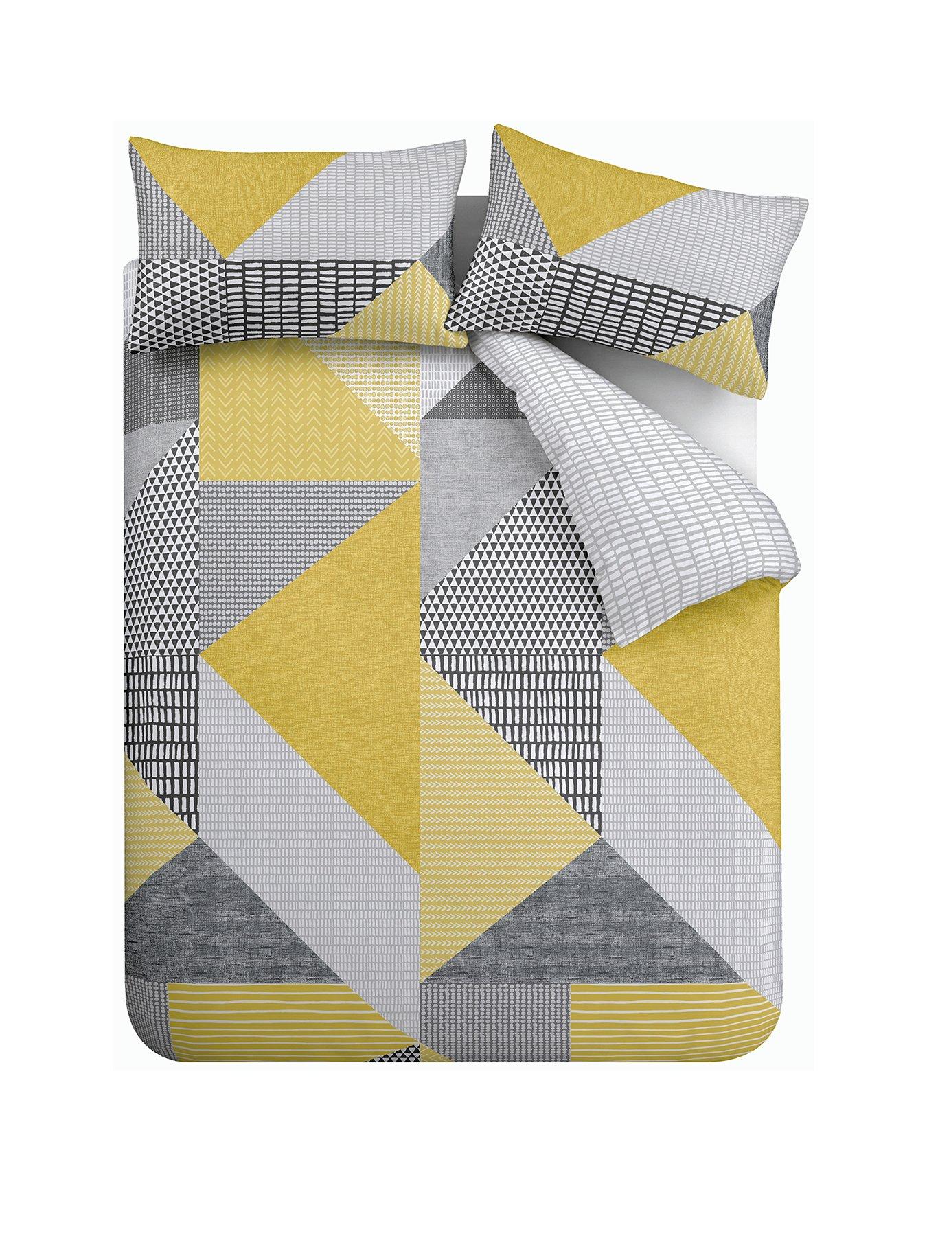 Image 2 of 7 of Catherine Lansfield Larsson Geo Duvet Cover Set - Ochre