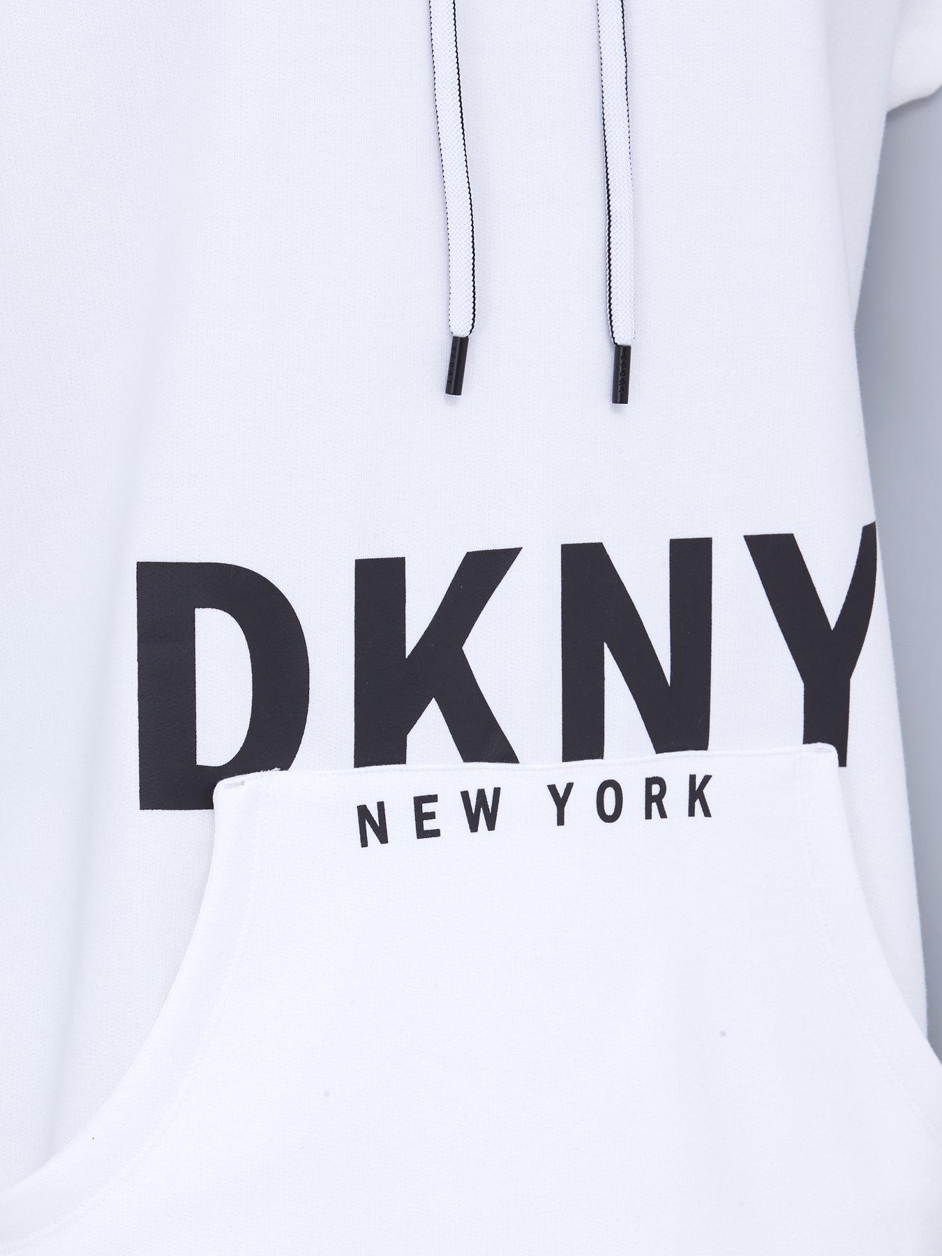 dkny sport logo hooded sweatshirt dress