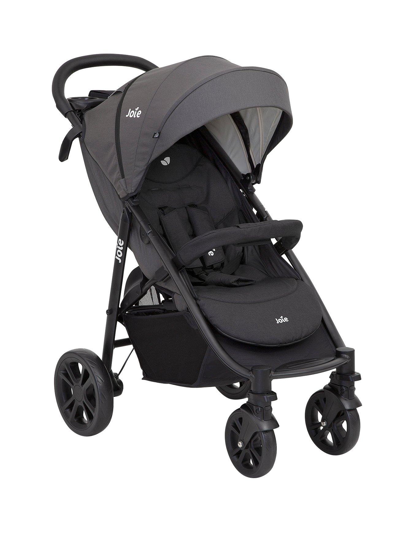 black leather stroller