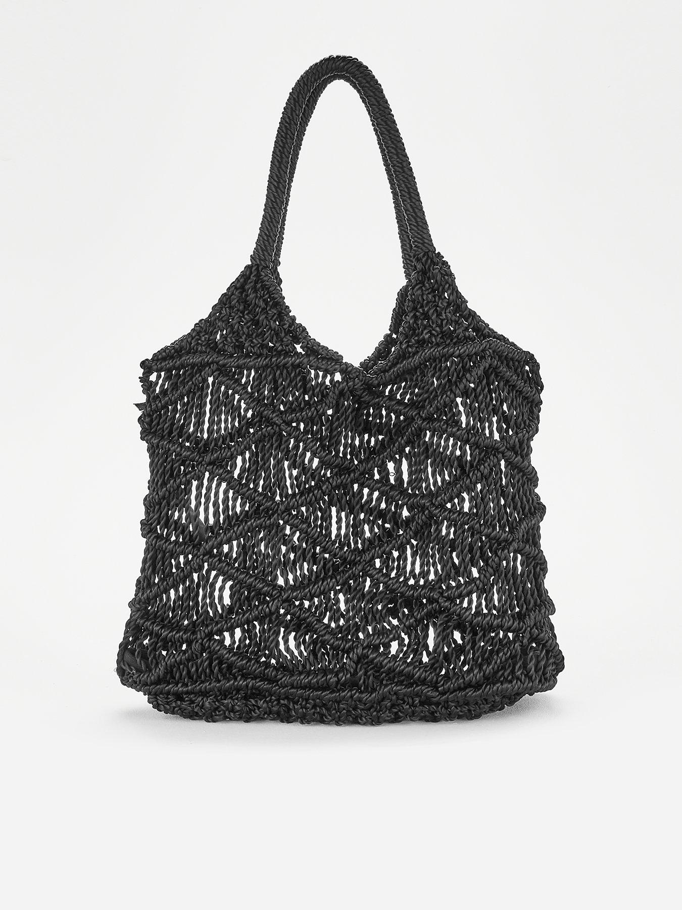 black crochet bag