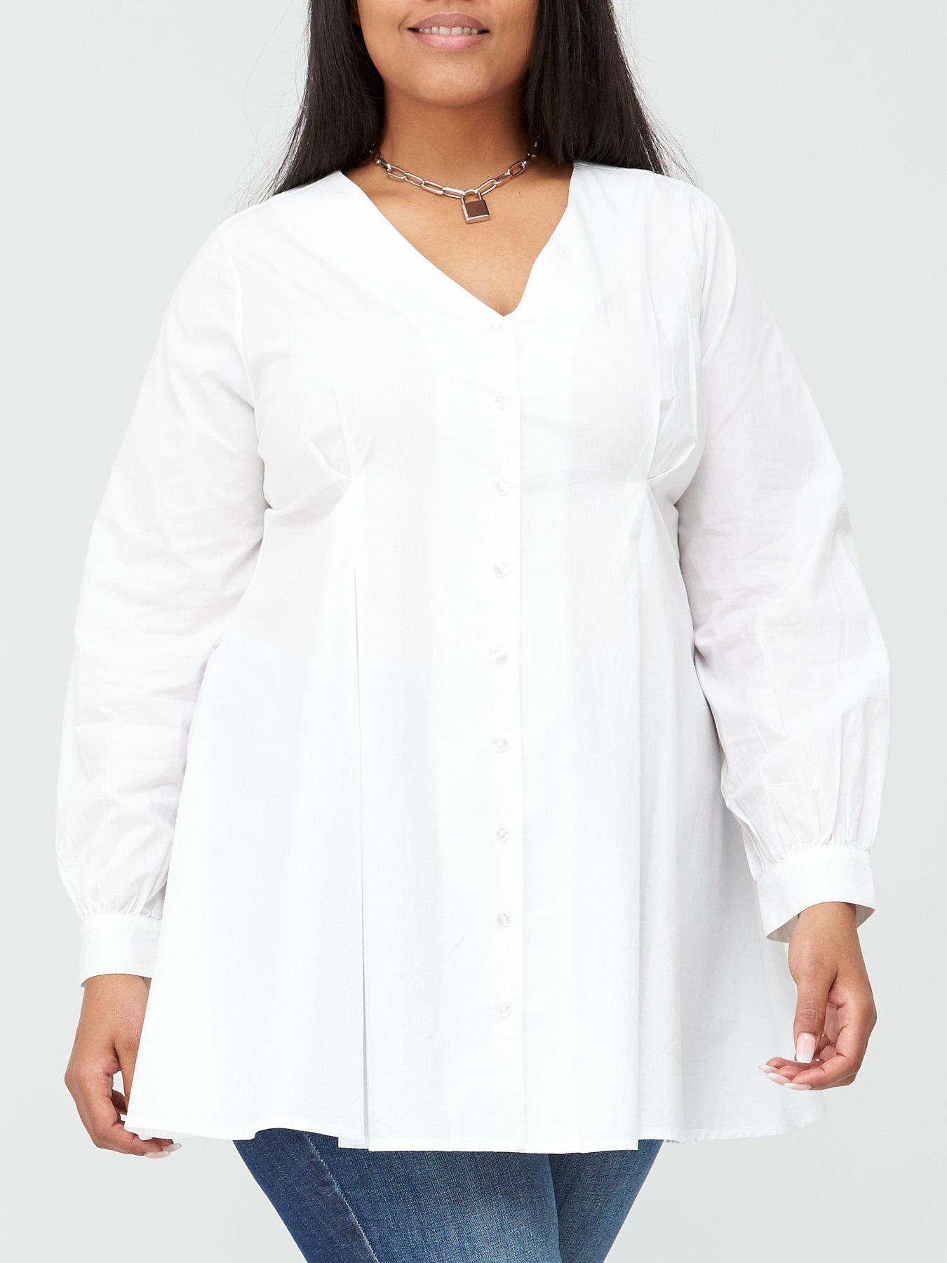 plus size white blouses uk