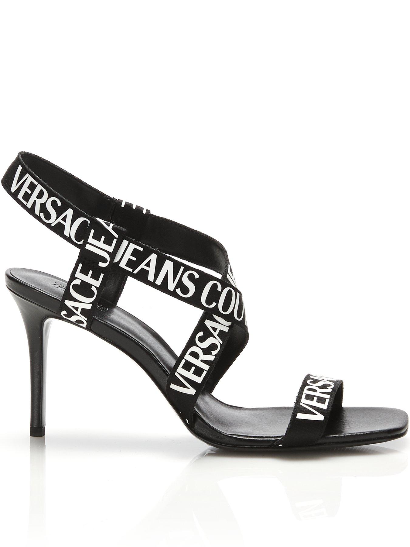 versace black strappy heels