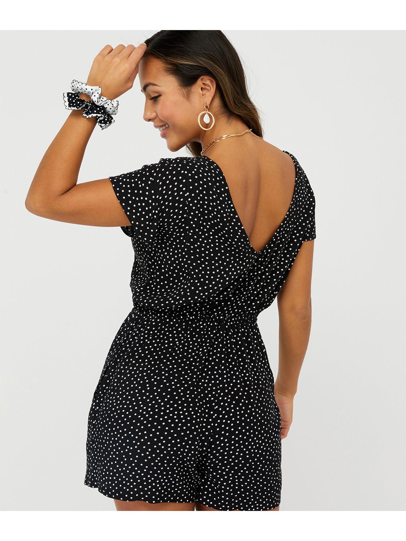 black polka dot playsuit