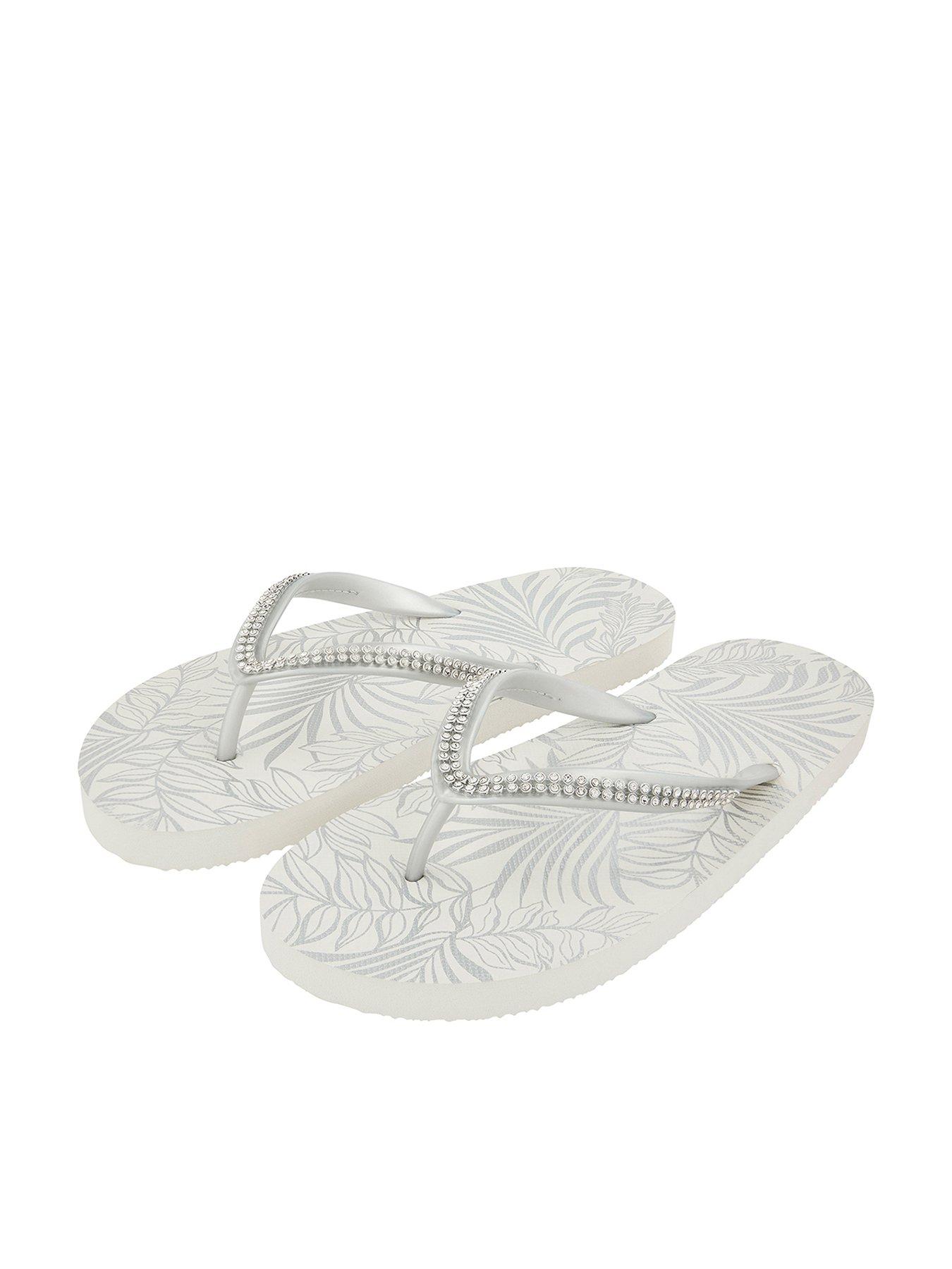 silver diamante flip flops uk