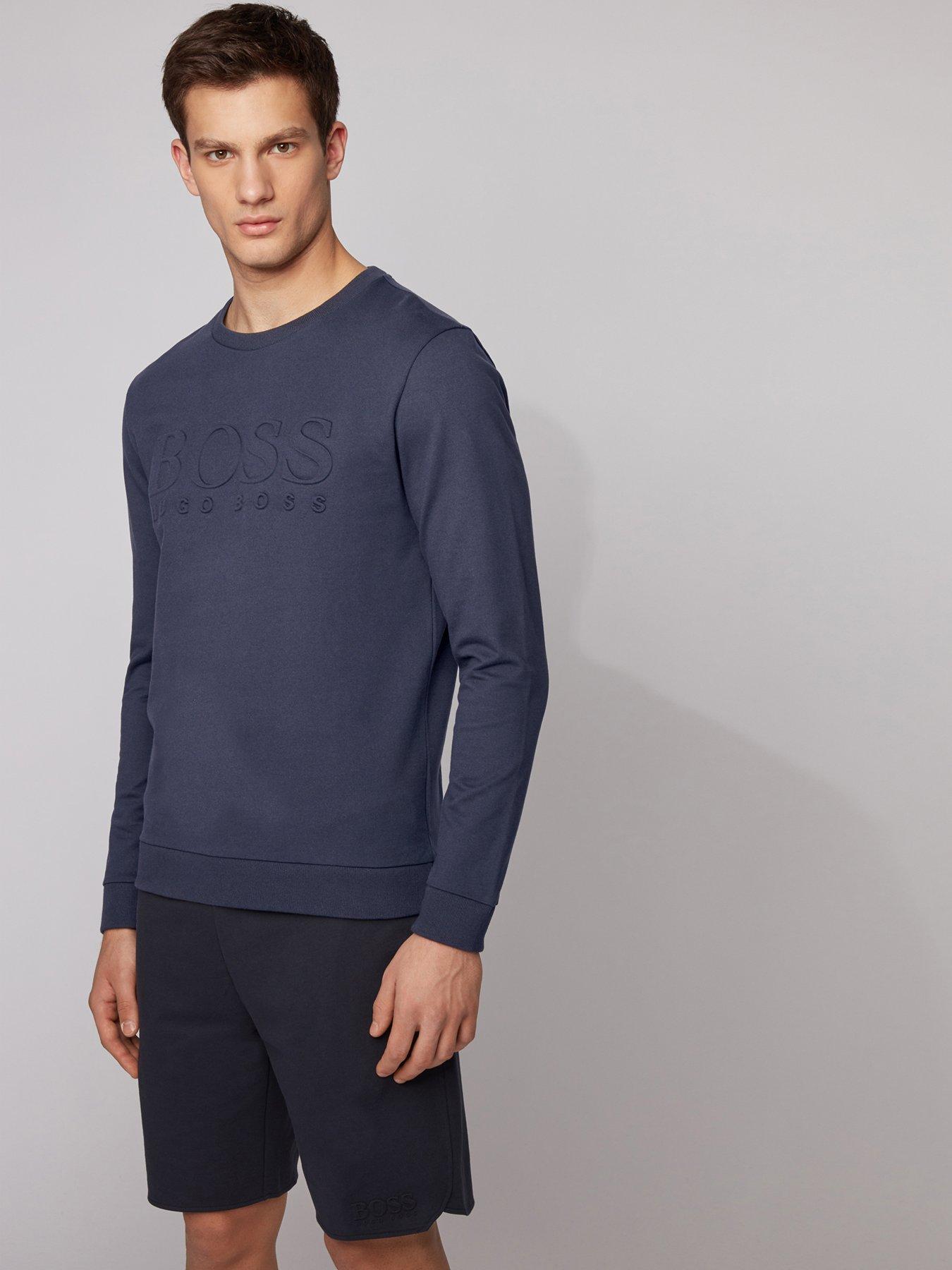 boss embossed crew sweatshirt