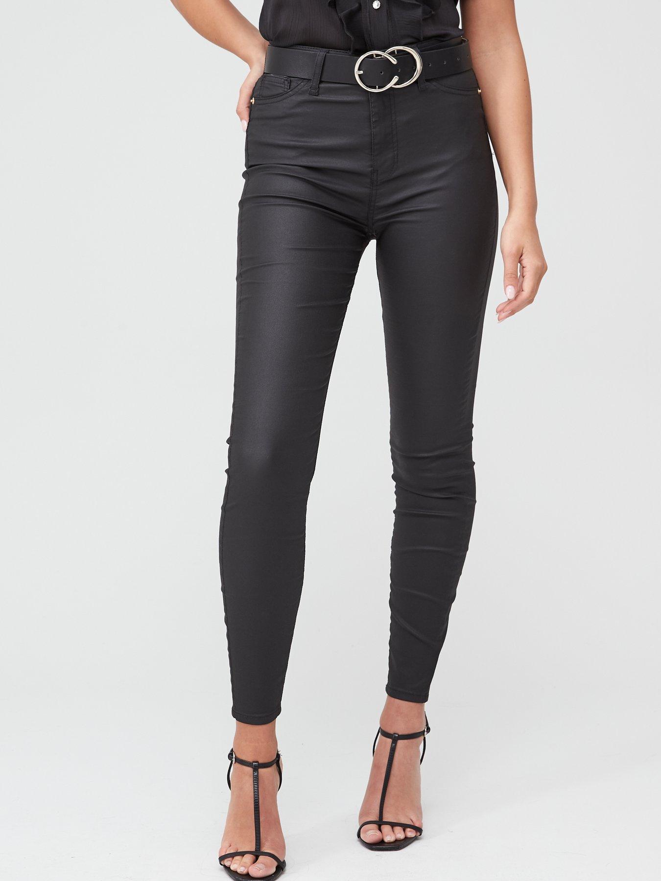 river island black coated jeans