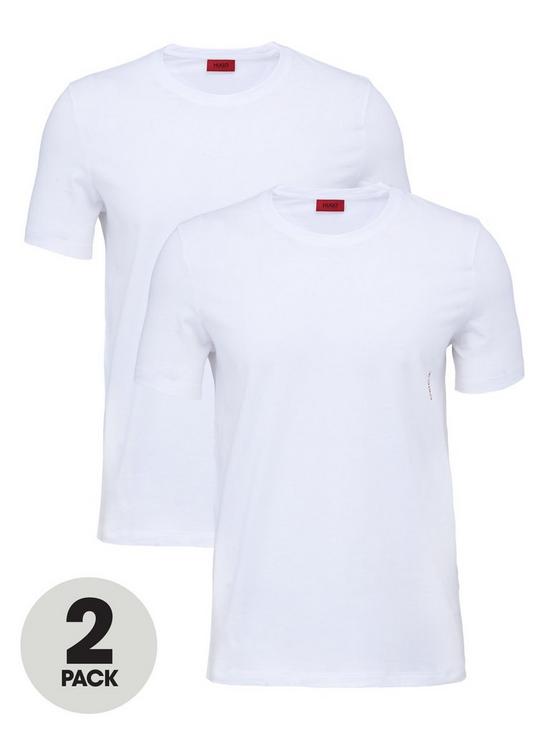 front image of hugo-bodywear-2-pack-round-neck-t-shirts-white