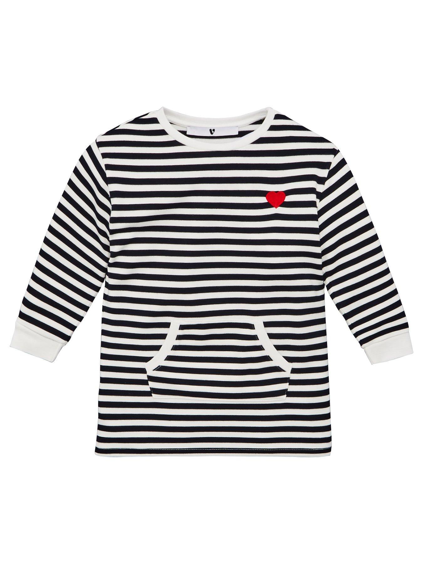 V By Very Girls Stripe Embroidered Heart Sweat Dress review