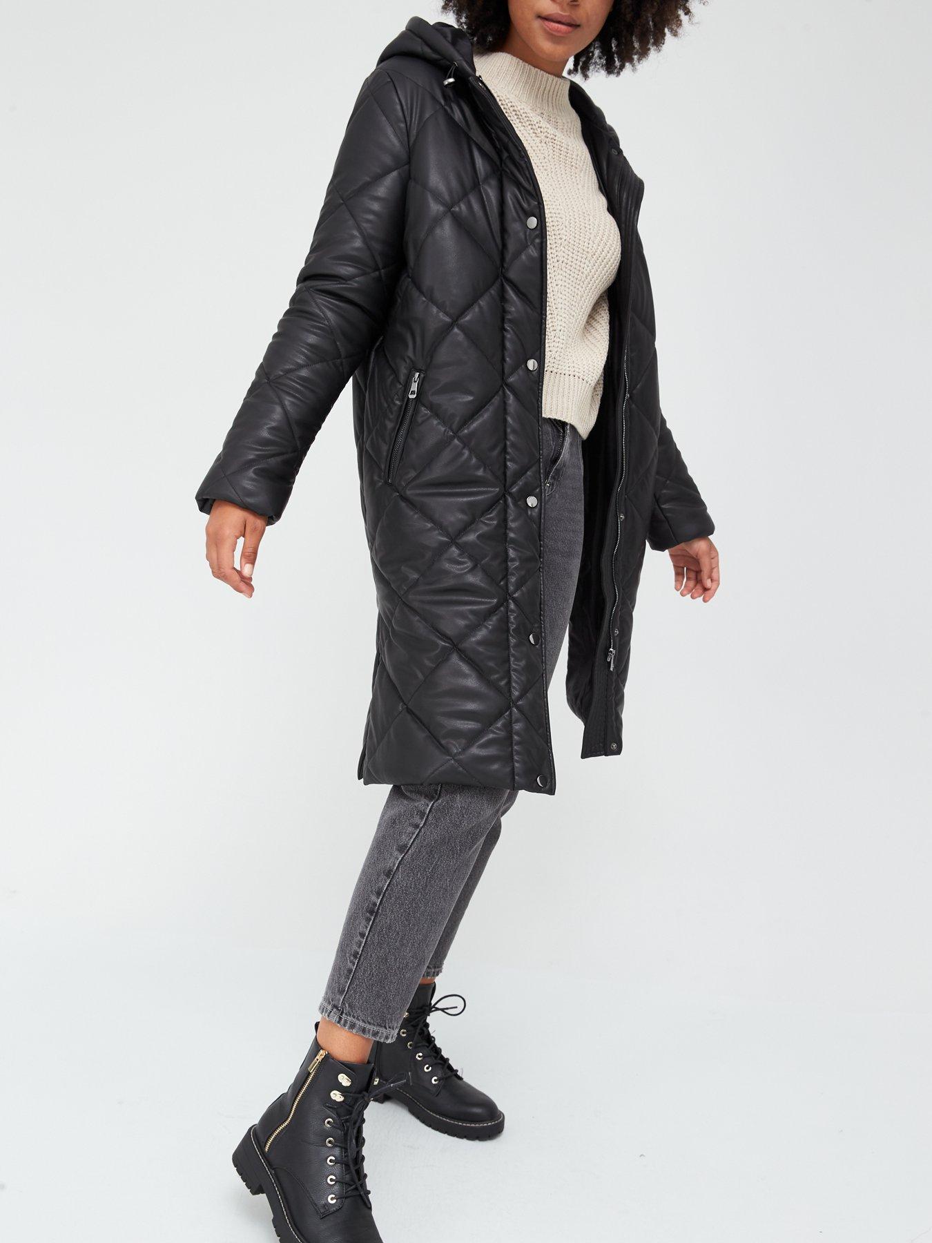 leather quilted coat