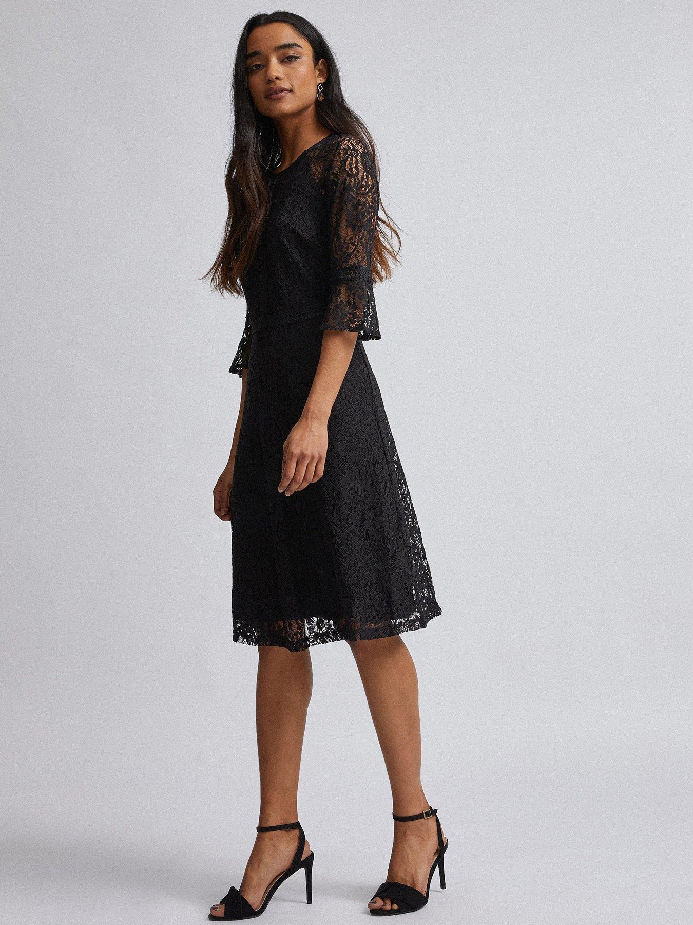 black fit and flare dress uk
