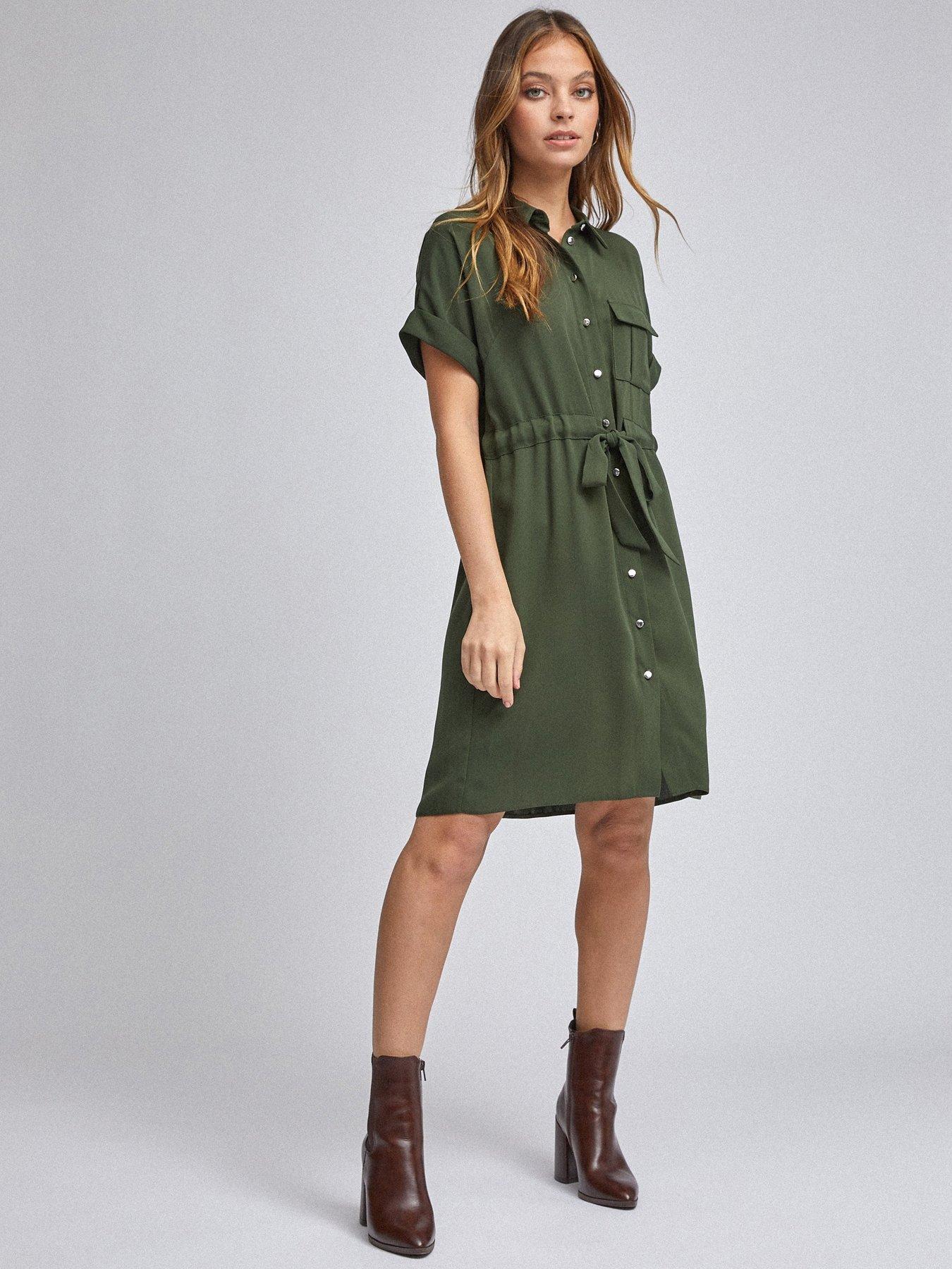 dorothy perkins green shirt dress