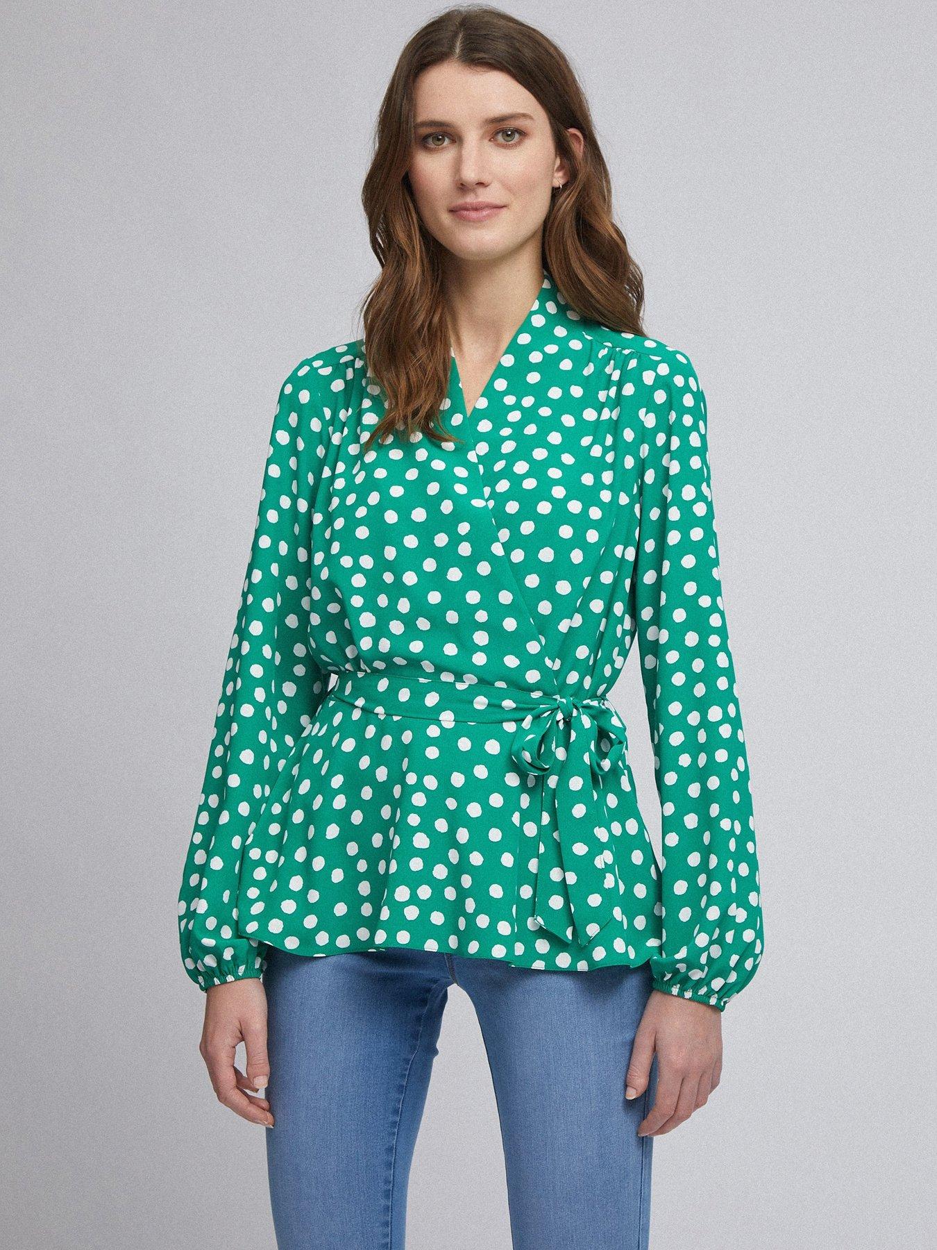 Dorothy Perkins Spot Wrap Top &Ndash; Green review