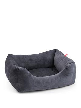 Product photograph of Zoon Velour Charcoal Grey Square Bed - Extra Large from very.co.uk
