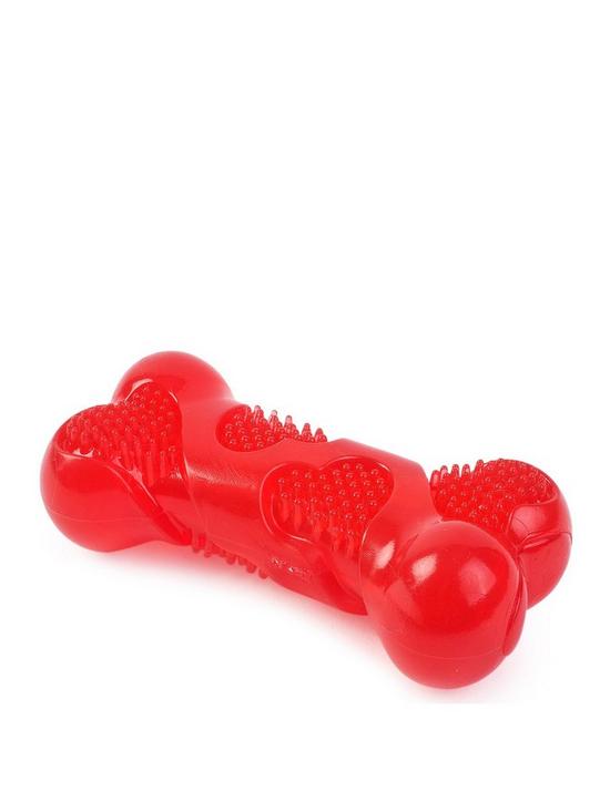 front image of zoon-squeaky-vanilla-super-durablenbspgumbone-dog-toysnbsp13-cm-andnbsp18-cm