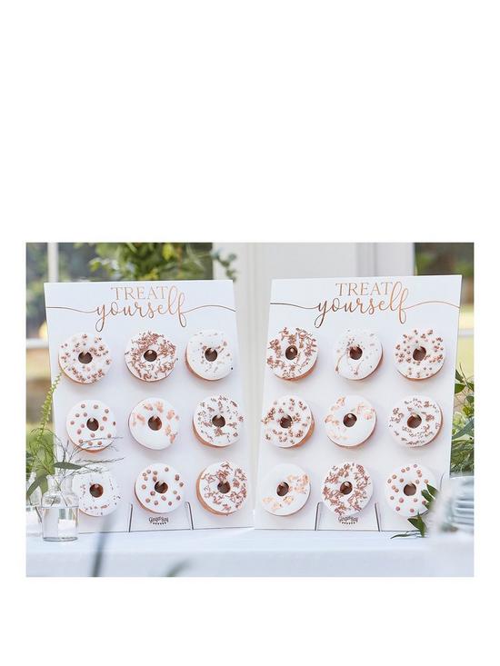 front image of ginger-ray-rose-gold-double-donut-wall-birthday-cake-alternative