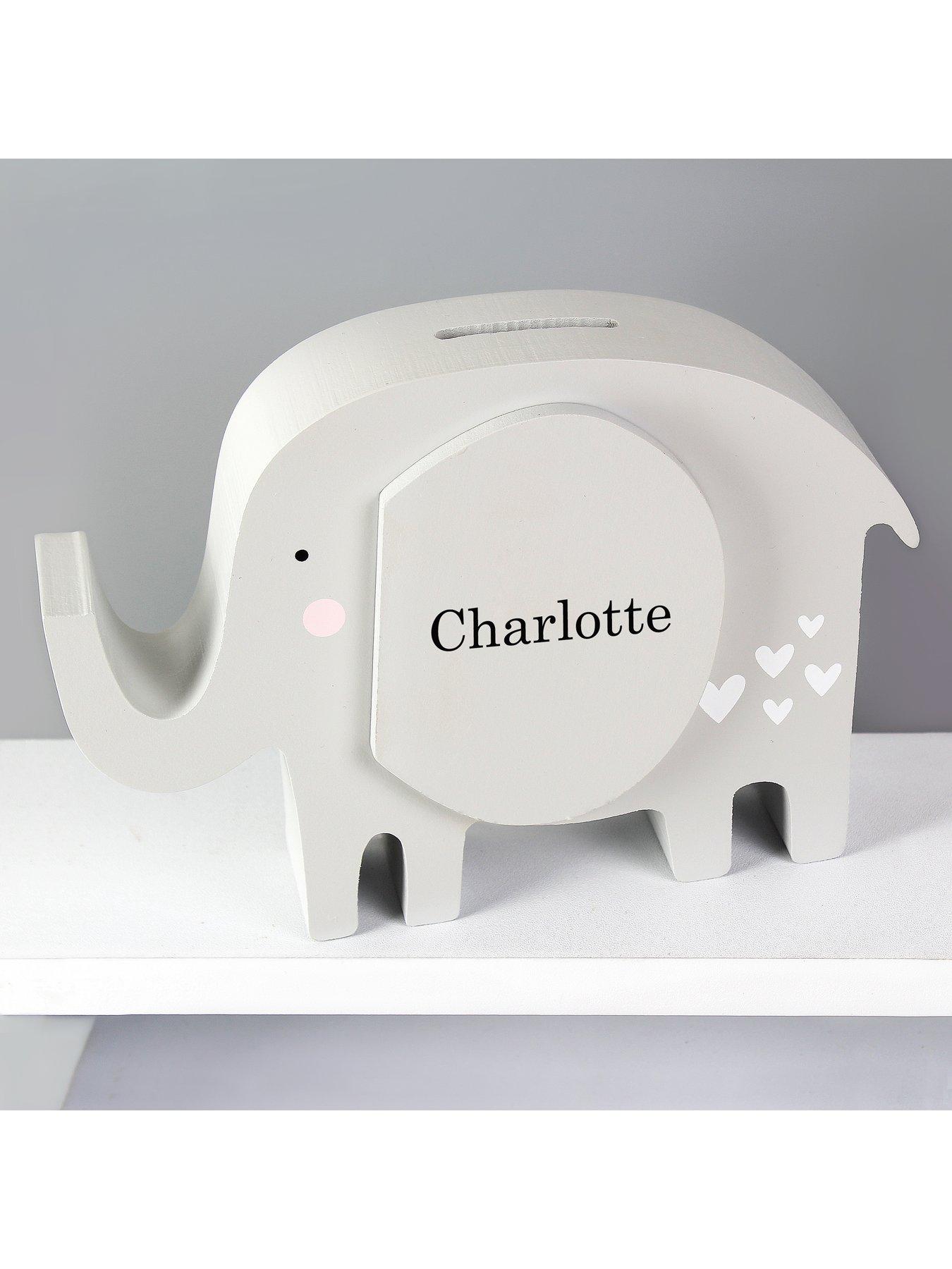 The Personalised Memento Company Personalised Elephant Money Box | Very ...