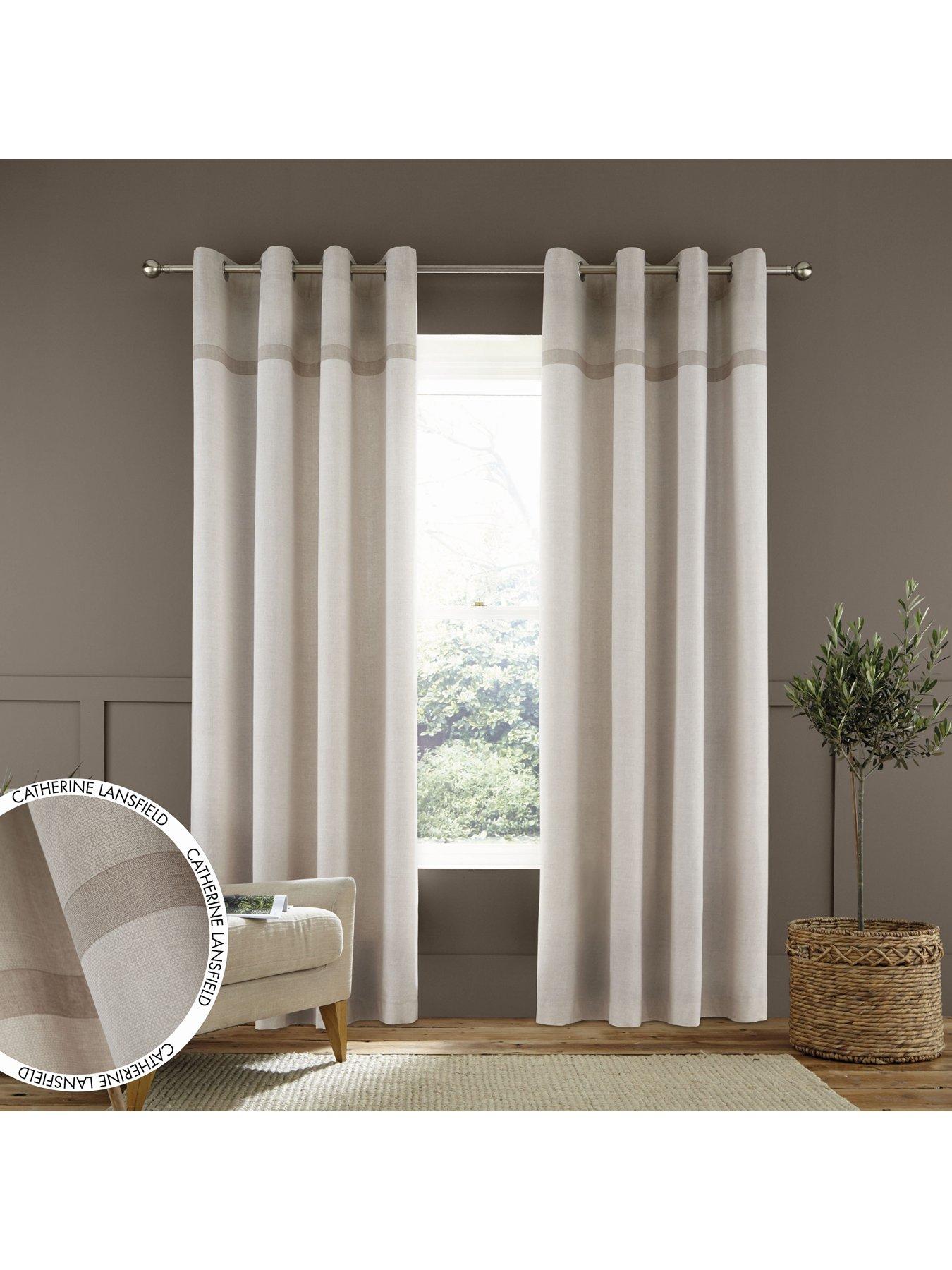 Product photograph of Catherine Lansfield Melville Woven Texture Eyelet Unlined 100 Cotton Curtains from very.co.uk