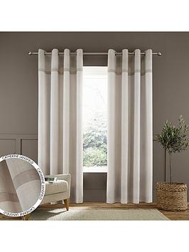 Product photograph of Catherine Lansfield Melville Woven Texture Eyelet Unlined Curtains from very.co.uk
