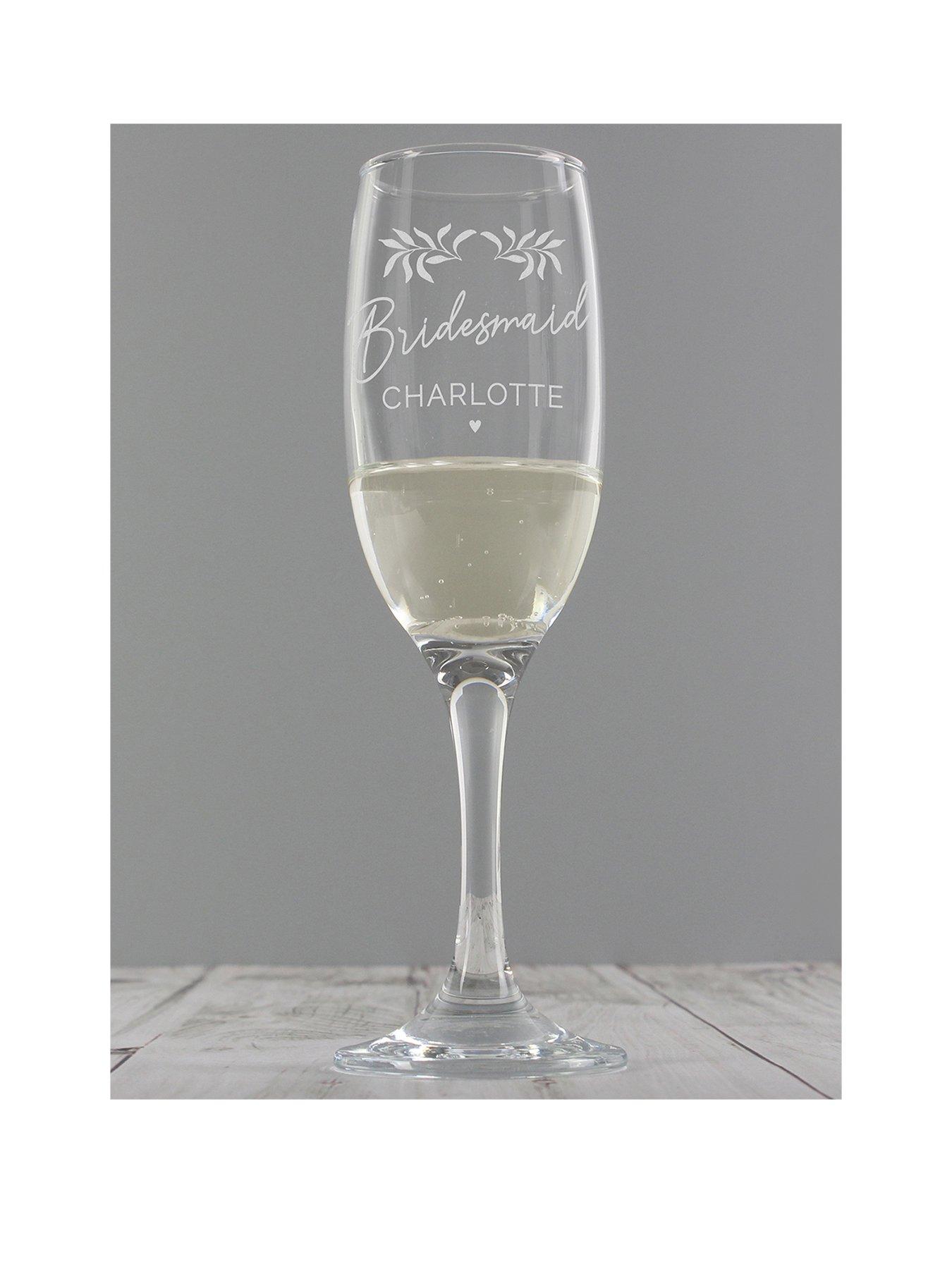 Product photograph of Personalised Wedding Botanical Flute Glass from very.co.uk