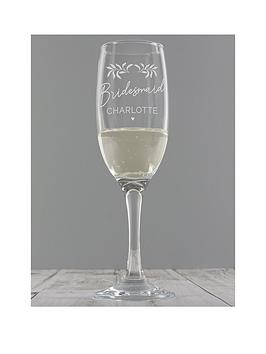 Product photograph of Personalised Wedding Botanical Flute Glass from very.co.uk