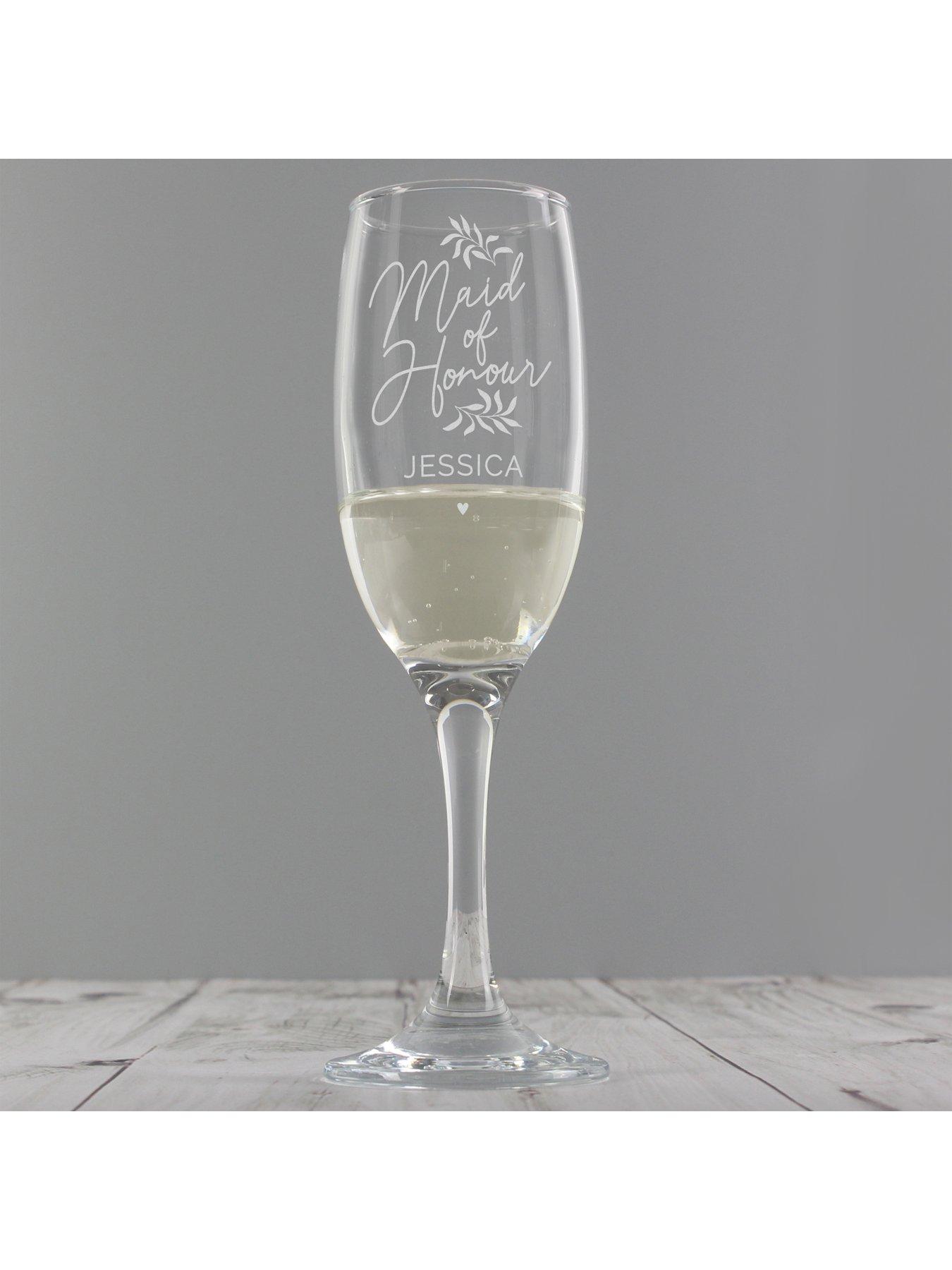 Image 2 of 6 of Personalised Wedding Botanical Flute Glass