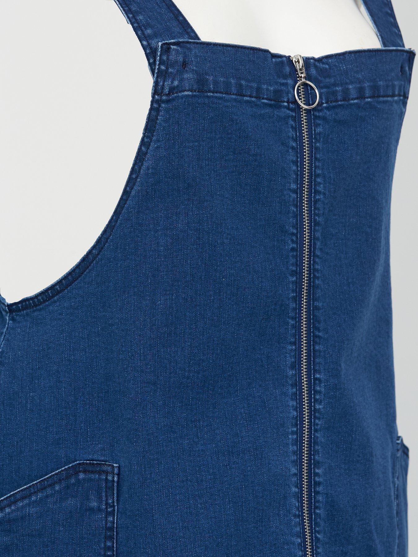 denim zip pinafore dress