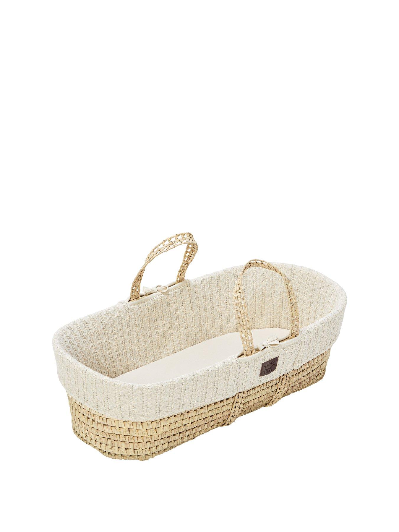 Product photograph of The Little Green Sheep Organic Knit Moses Basket Set - Cream from very.co.uk